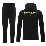 24-25 Dortmund Black Hoodie Jacket Tracksuit #02