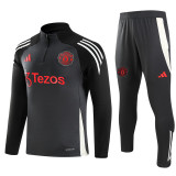 24-25 Man Utd Dark gray Half Pull Tracksuit (半拉链)