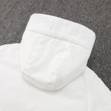 24-25 Spain White Hooded Windbreaker Fabric Cotton Coat #G231