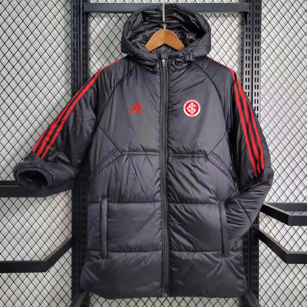 23-24 Internacional Black Hooded Cotton Coat Red Edge (红色边) 棉衣