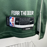 22-23 BUCKS LILLARD #0 Away Green Top Quality Hot Pressing NBA Jersey(V领)