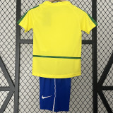 2002 Brazil Home Kids Retro Soccer Jersey