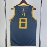 2023 WARRIORS XI #8 Grey Green Top Quality Hot Pressing NBA Jersey (V领)(定制款)
