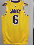 22-23 LAKERS JAMES #6 Yellow Top Quality Hot Pressing NBA Jersey(圆领)