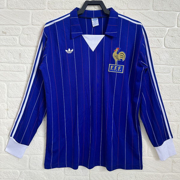 1980-1982 France Home Long Sleeve Retro Soccer Jersey (长袖)