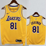 22-23 LAKERS CHAEWON #81 Yellow Top Quality Hot Pressing NBA Jersey(圆领)