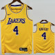 22-23 Lakers KNECHT #4 Yellow Top Quality Hot Pressing NBA Jersey(圆领)