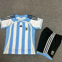 2006 Argentina Home Kids Retro Soccer Jersey