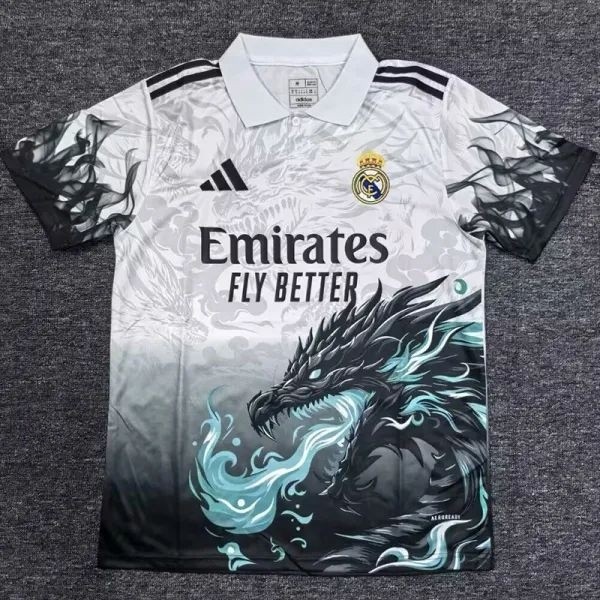 2025-26 Real Madrid  Black White Polo Short Sleeve