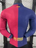 2024-25 Barcelona  Home Long Sleeve Player Version Soccer Jersey (Cactus Jack)(长袖球员)