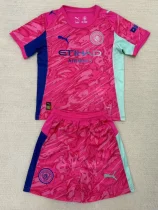 25-26 Man City Purple Goalkeeper Kids Soccer Jersey