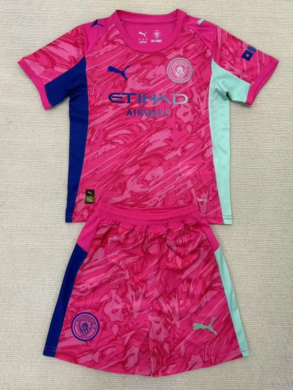 25-26 Man City Purple Goalkeeper Kids Soccer Jersey