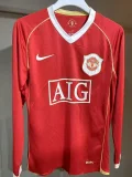 2006-2007 Man Utd Home Player Version  Long Sleeve Retro Soccer Jersey