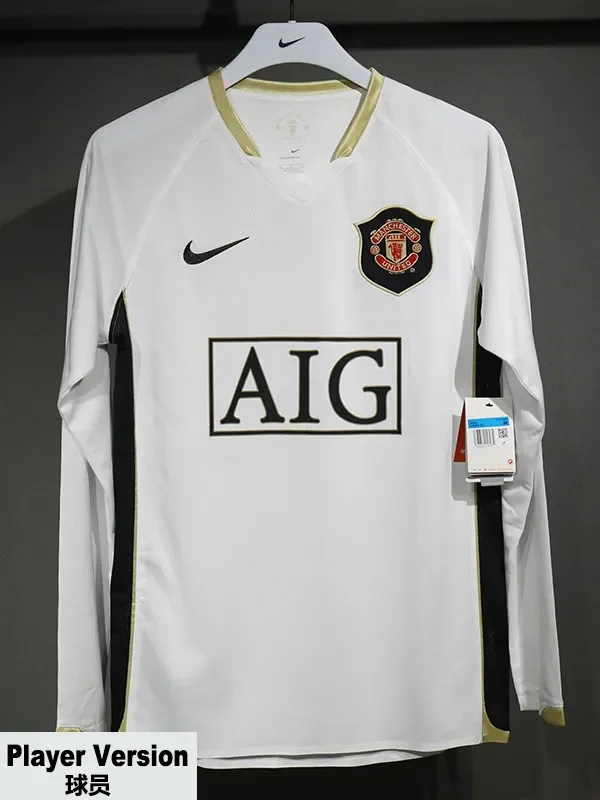 2006-2007 Man Utd Away Player Version  Long Sleeve Retro Soccer Jersey 长袖球员
