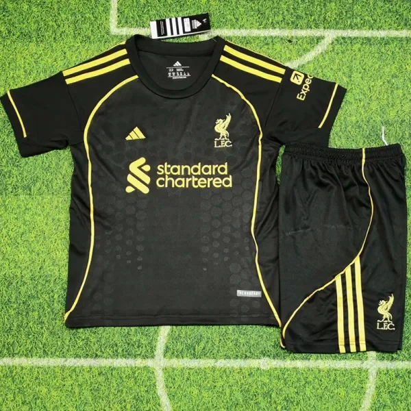 2025-26 Liverpool Black Kids Soccer Jersey
