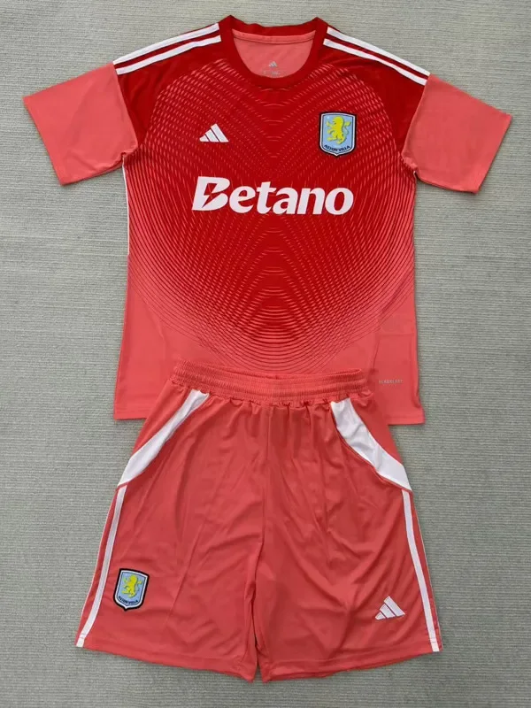 2025-26 Aston Villa Orange Goalkeeper Kids Soccer Jersey