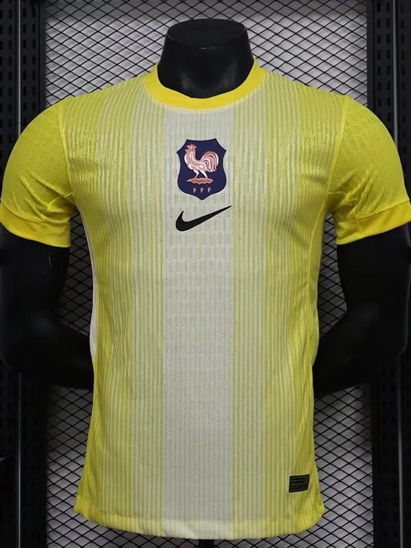 2025-26 France Yellow Goalkeeper Player Version Soccer Jersey