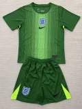 2025-26 England Green Goalkeeper Kids Soccer Jersey