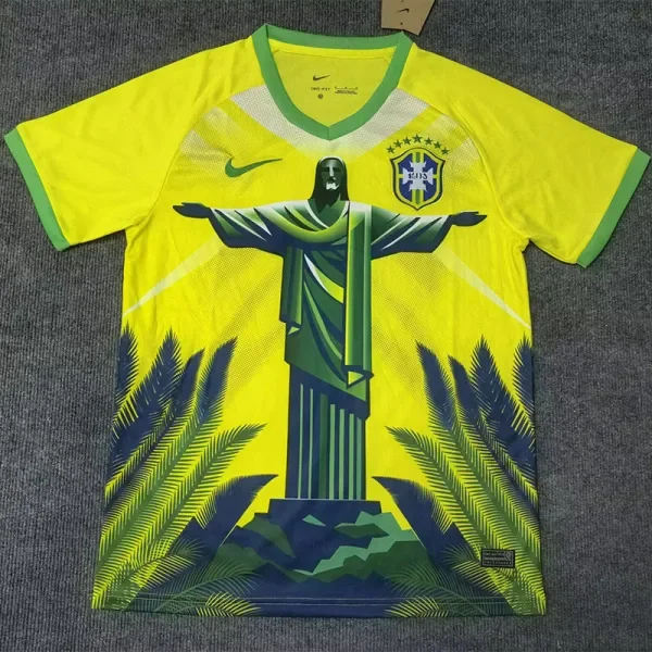 2025-26 Brazil Yellow Special Edition Training shirts (绿袖口)