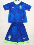 2025-26 Brazil Away Kids Soccer Jersey