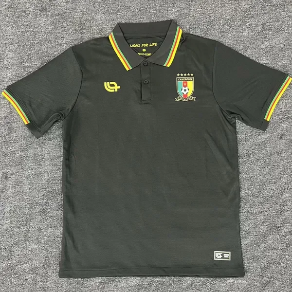 2025-26 Cameroon Black Polo Short Sleeve