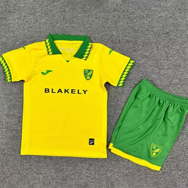 2025-26 Norwich City Home Kids Soccer Jersey