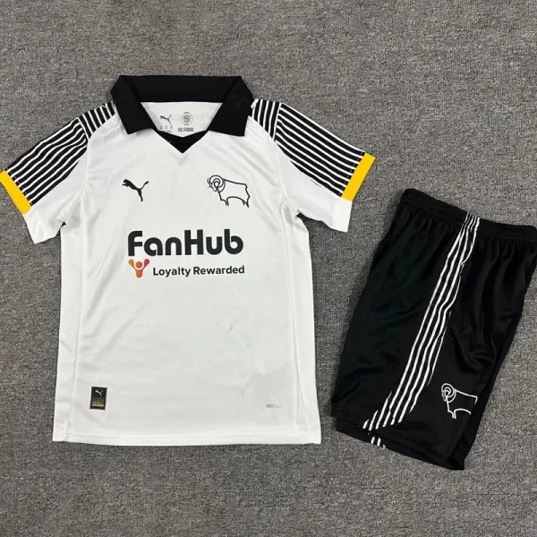 2025-26 Derby County Home Kids Soccer Jersey