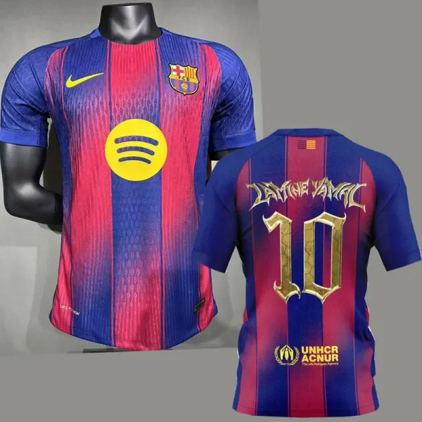 2025-26  Barcelona Home Lamine Yamal #10 Kopa Trophy Player Version Soccer Jersey