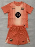 2025-26  Barcelona Orange Goalkeeper Kids Soccer Jersey