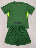2025-26  Barcelona Green Goalkeeper Kids Soccer Jersey