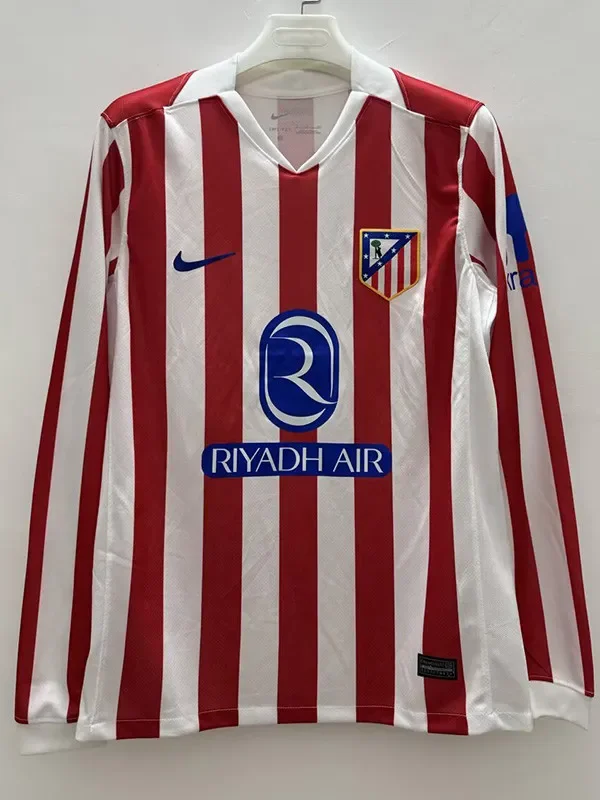 2025-26 Atletico Madrid Home Long Sleeve Soccer Jersey (长袖)