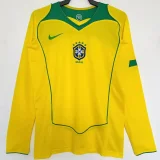 2004 Brazil Home Long Sleeve Retro Soccer Jersey (长袖)