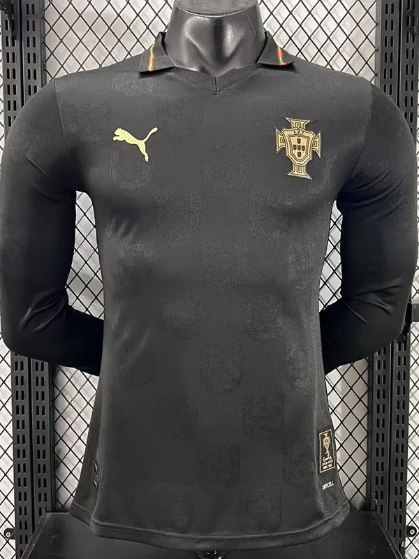 2025-26 Portugal Black Special Edition Long Sleeve Player Version Soccer Jersey (长袖球员)