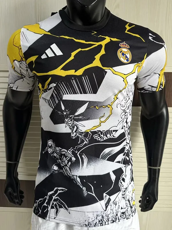 2025-26 Real Madrid White Black Joint Edition Player Version Training Shirts (漫威)