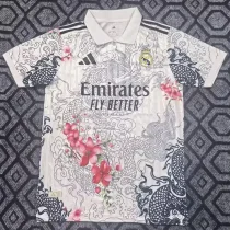 2025-26 Real Madrid White Polo Short Sleeve (梅花龙)