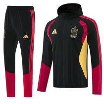 25-26 Belgium Black Hoodie Jacket Tracksuit
