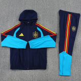 2025-26 Spain Royal Blue Windbreaker Suit (Hoodie)(风衣套装)