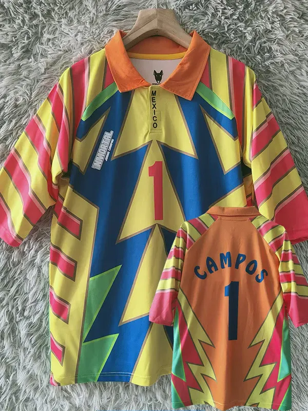 1998 Mexico Campos #1 GoalKeeper Retro Soccer Jersey