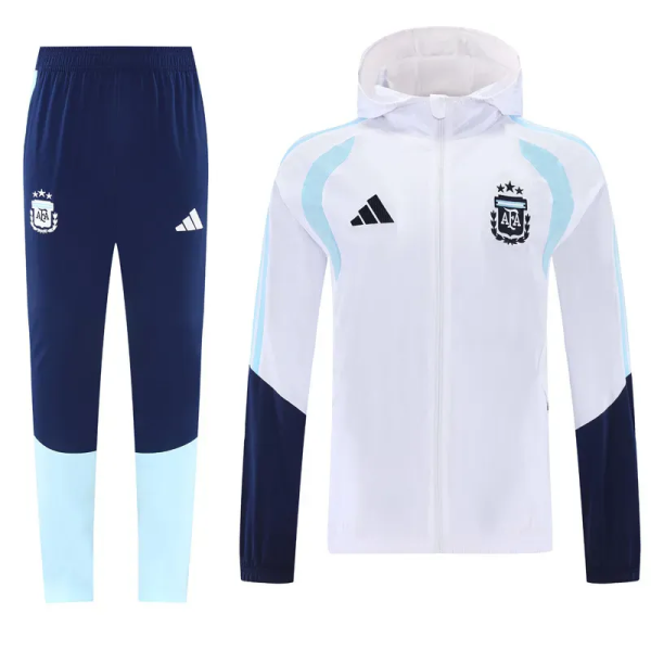 25-26 Argentina White Windbreaker Suit (Hoodie)(风衣套装)