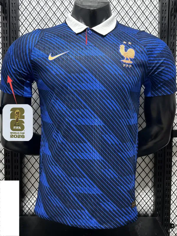 2026-27 France Home Player Version Soccer Jersey (Right-Arm Patch)