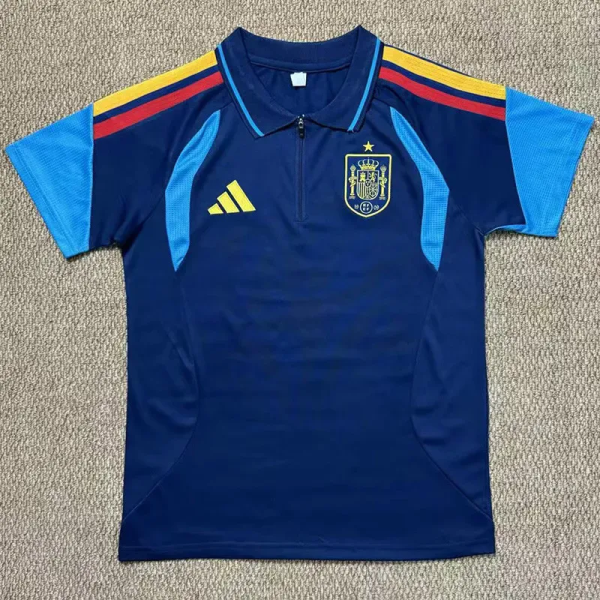 2026-27 Spain Blue Polo Short Sleeve (半拉链)