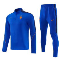 2026-27 France Fancy blue Half Pull Tracksuit (半拉链)