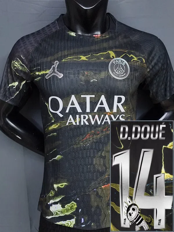 25-26 PSG Jordan Night Edition D.Doué #14 Labubu Print Player Version Soccer jersey