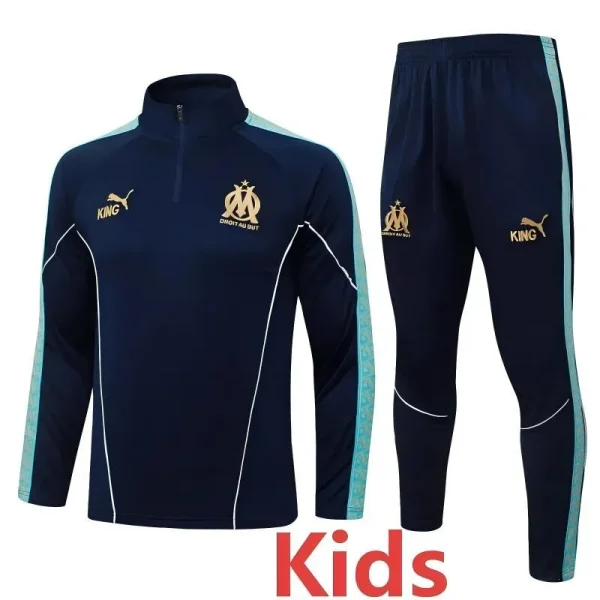 25-26 Marseille Royal blue Kids Half Pull Tracksuit #E25237(童装)(半拉链)