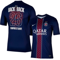 2025-26 PSG Home Print 2 Star Champions of Europe 26 Fans Soccer Jersey