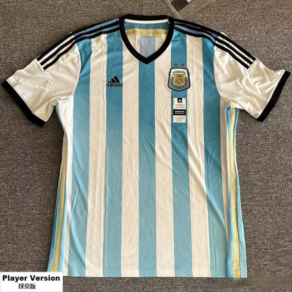 2014 Argentina Home Player Version 球员 Retro Soccer Jersey