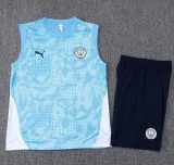 25-26 Man City Light blue Tank top and shorts suit #D25216