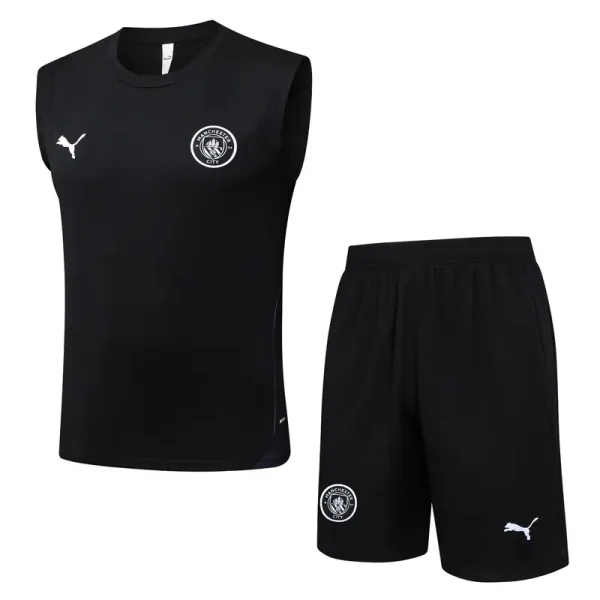 25-26 Man City Black Tank top and shorts suit #D25229