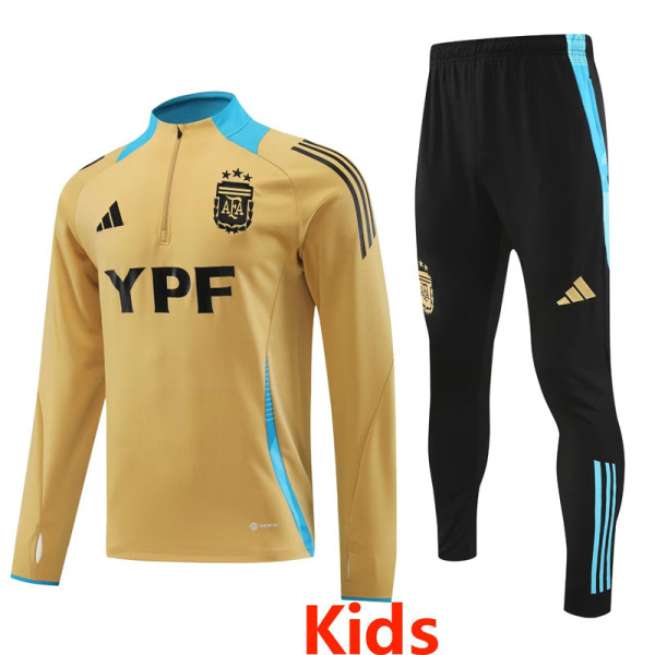 24-25 Argentina Earthy Yellow Kids Half Pull Tracksuit (童装)(半拉链)