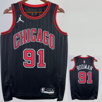 22-23 BULLS RODMAN #91 Black Top Quality Hot Pressing NBA Jersey (Trapeze Edition) 飞人版